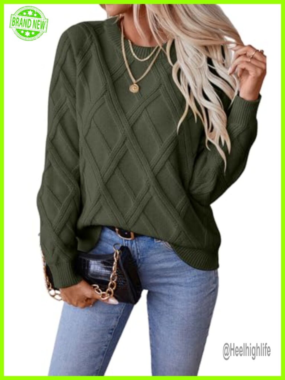Cable Knit Crewneck Long Sleeve Pullover Sweater